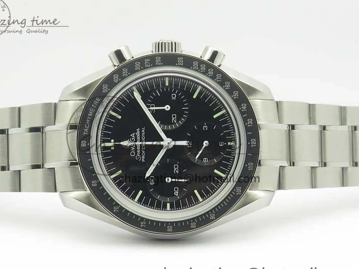 0114 Durable Speedmaster Professional SS OMF Best Edition Black Dial on SS Bracelet Manual Winding Chrono Movement 7995
